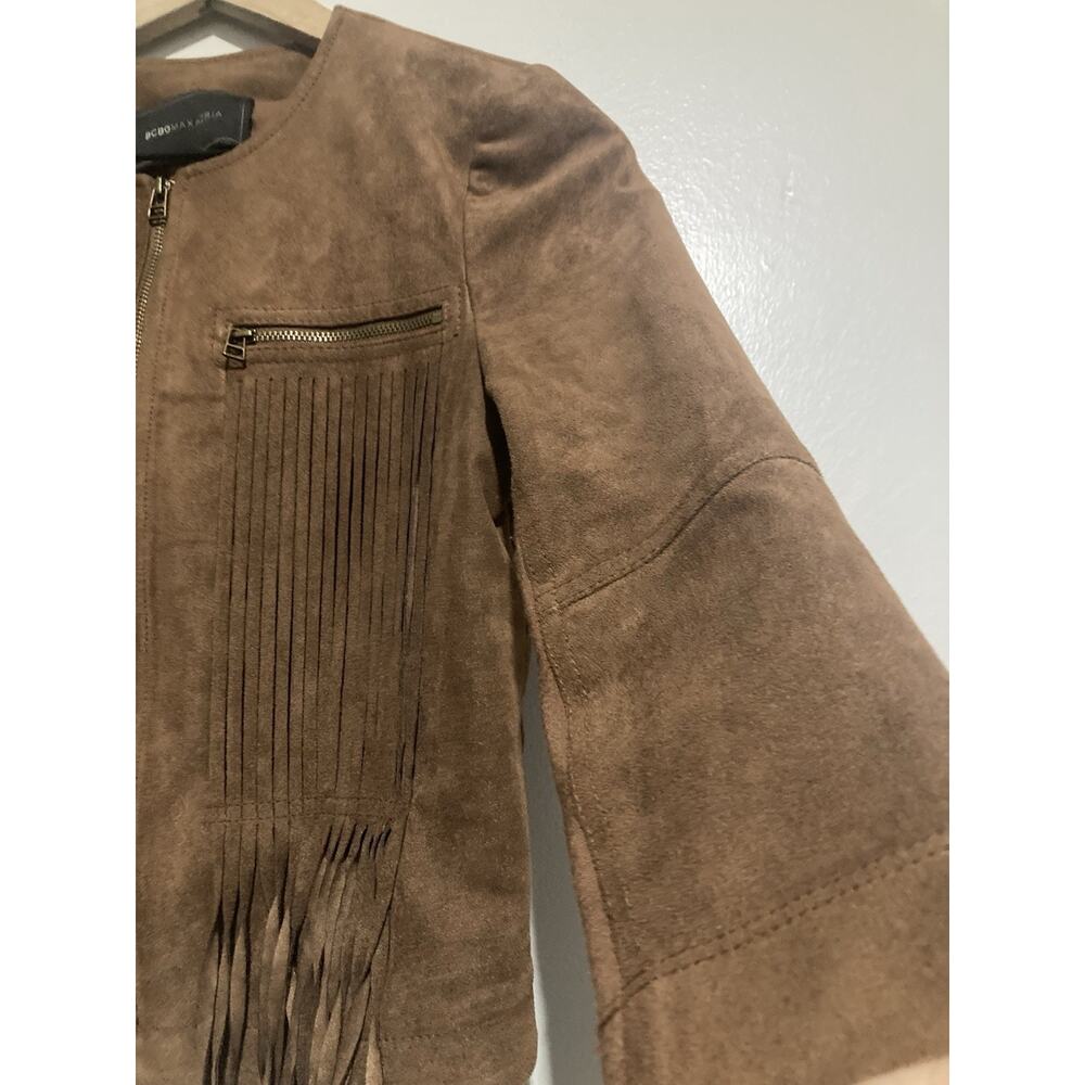 BCBG Maxazria Cowgirl Chic Western Suede Fringe Cropped Jacket Size XS - Picture 12 of 12